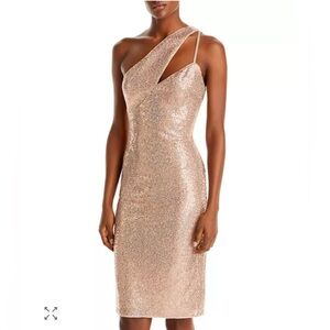 Aqua Sequin One Shoulder‎ Dress XXS NWT Formal Cocktail Party Wedding Guest Glam